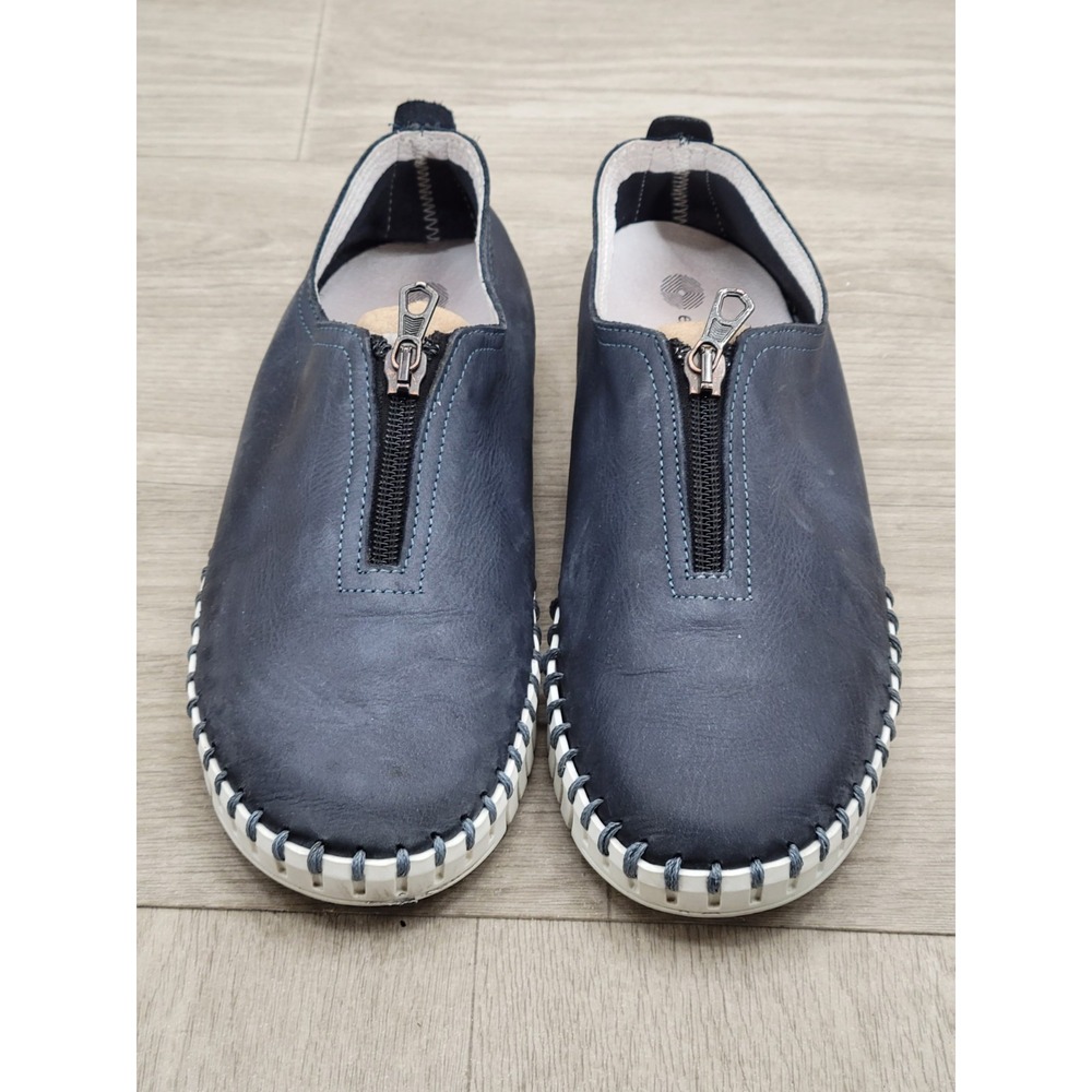 Eric Michael Marlo Shoes Women's EU 37 US 6.5-7 Navy Blue Leather Zip Up Italy